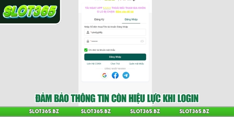 Đảm bảo thông tin còn hiệu lực khi login